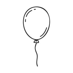 Poster - Simple black outline drawing of a balloon on white background