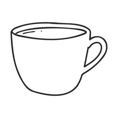 Poster - Simple black and white line drawing of a coffee cup