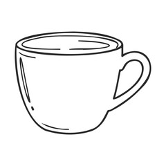 Poster - Simple hand-drawn coffee mug illustration on white background