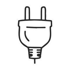 Poster - Simple black and white drawing of an electric plug