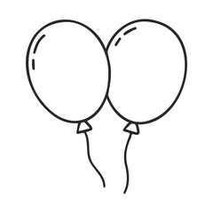 Poster - Simple black and white balloon drawing - minimalist party theme