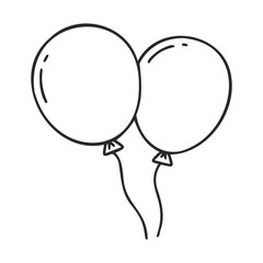Poster - Simple black and white drawing of two party balloons with strings