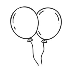 Poster - Simple line drawing of two balloons with strings