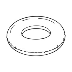 Poster - Simple outline of a round donut with smooth icing topping