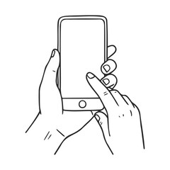 Poster - Hand drawing of interactive smartphone gesture with finger tap