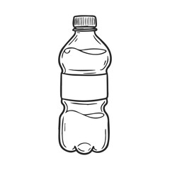 Poster - Hand-drawn plastic water bottle with label on white background