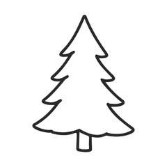 Poster - Simple outline of a christmas tree with clear black lines on white background