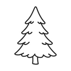 Poster - Simple black and white christmas tree outline drawing