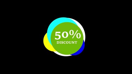 Poster - Animated 50 percent discount promotion circle graphic with modern colorful design
