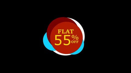Poster - Animated flat 55 percent off discount sale advertisement on a black background