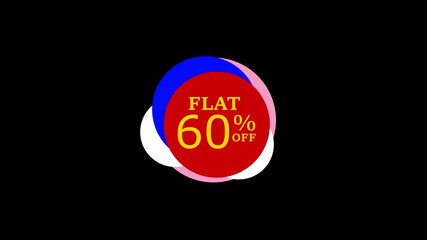 Poster - Flat 60 percent off promotion animated advertisement on black background