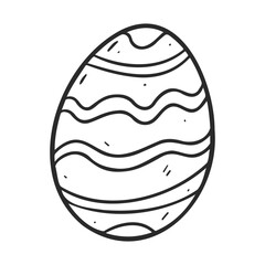 Poster - Black and white easter egg with wavy line patterns