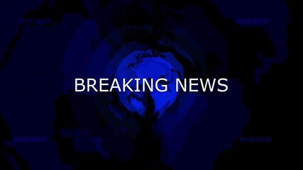 Poster - Breaking news graphic with earth globe and digital overlay for news broadcasting. Breaking news broadcast animation. Modern digital overlay design for urgent global announcement.