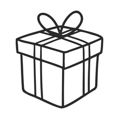 Poster - Simple black and white gift box drawing with ribbon and bow