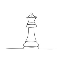 Poster - Minimalist chess queen line drawing on white background