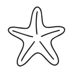 Poster - Simple black and white outline of a starfish illustration