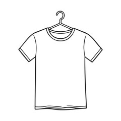 Poster - Simple outline of a t-shirt on a hanger for fashion and apparel design