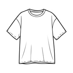 Poster - Simple white t-shirt vector drawing enclosed in black lines