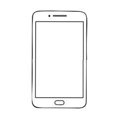 Poster - Minimalist black and white smartphone outline drawing for design projects