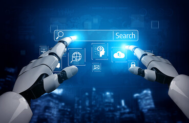Poster - AI improves SEO with smart keyword tools, search pattern analysis, and virtual assistants to boost online visibility and marketing reach. Vouch