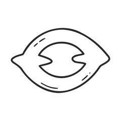 Poster - Outline of lemon fruit with leaf in minimalist line art style