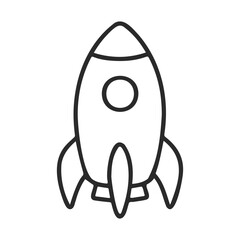 Poster - Minimalist black and white rocket icon with simple line art design