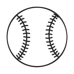 Poster - Simple outline illustration of a baseball with detailed stitching