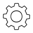 © BraveSpirit - Black gear symbol on white background illustrating industry and engineering concepts