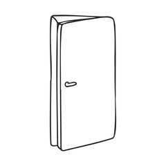 Poster - Minimalist outline drawing of a simple closed door