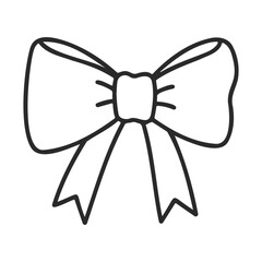 Poster - Monochrome bow outline design with ribbon tails and knot detail