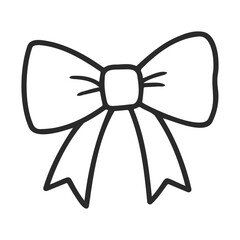 Poster - Simple black and white bow icon with ribbon outline design