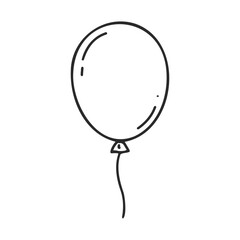 Poster - Simple black and white outline of a single balloon drawing on white background