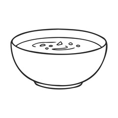 Poster - Simple bowl of soup outline drawing in black and white