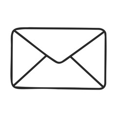 Poster - Simple black and white hand-drawn envelope icon on white background