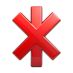 Poster - Cross delete remove icon 3d front view digital element isolated with transparent background design
