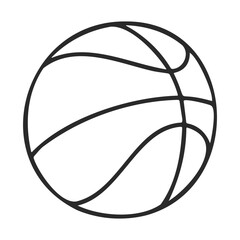 Poster - Black and white basketball outline drawing on white background