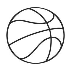 Poster - Simple line art of a basketball icon with curved patterns