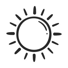Poster - Simple black and white sun icon with bold line art and radiating rays design