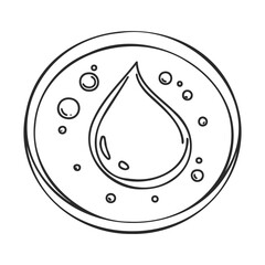 Poster - Black and white ink style water droplet in circular frame with bubbles