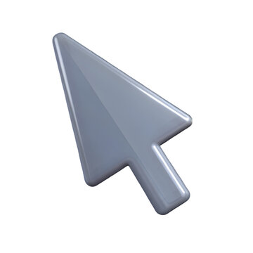 Cursor pointer mouse click icon front view 3d rendering illustration on transparent background
