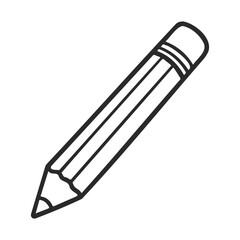Poster - Minimalist black and white pencil icon on white background