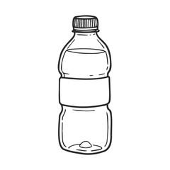 Poster - Black and white sketch of a plastic water bottle with blank label
