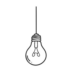 Poster - Simple hand-drawn hanging light bulb illustration with minimalist design