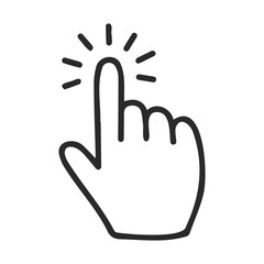 Poster - Hand drawing of pointing finger with radiating lines symbolizing contact or selection