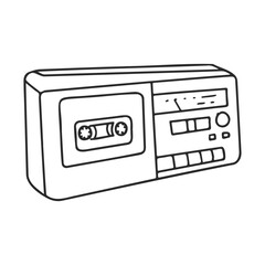 Poster - Retro cassette player drawing with tape deck and buttons