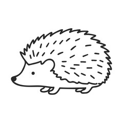 Poster - Cute hedgehog outline in black and white - minimalist animal art