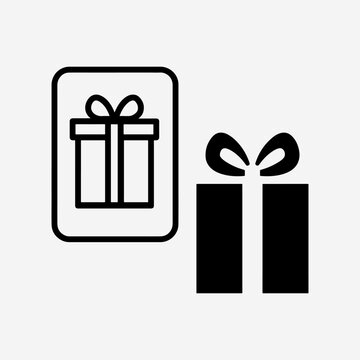 Black Gift Box Isolated Greeting Vintage Style Design Illustration Art