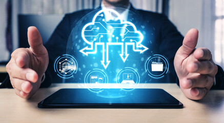 Poster - Cloud computing enables digital growth with secure data storage, scalable infrastructure, and strategic cloud-based business solutions. Vouch