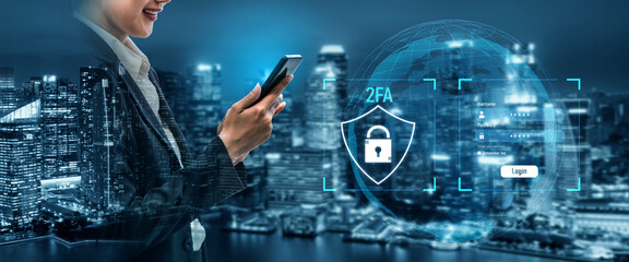 Poster - Two-factor authentication strengthens login system security. Adds protection, two-factor authentication increases privacy, and two-factor authentication prevents access breaches. Vouch