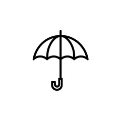 Poster - Umbrella outlines symbol protects indoors white backdrop minimalistic illustration